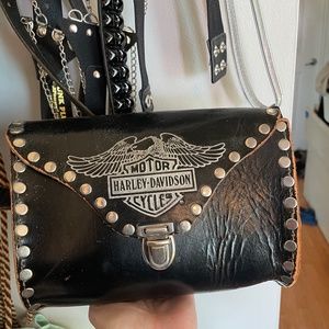 Harley Davidson Leather Purse + Hipster Hats